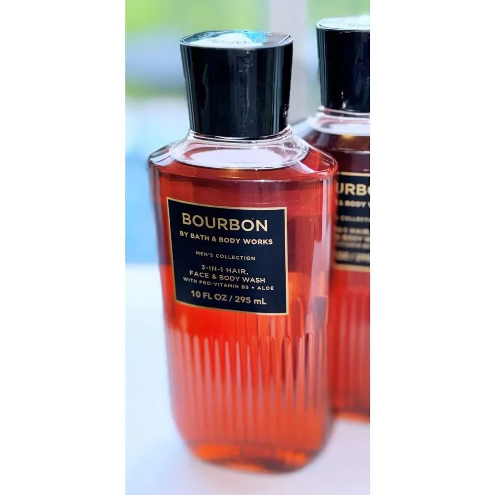 Bath & Body Works 10 fl oz BOURBON for Men 3-in-1 Hair Face Body Wash Gel x4